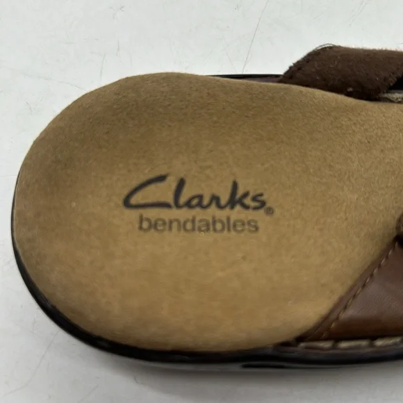 Clarks Bendables Brown Leather Slip On Sandles with Buckle Size 9 MCS5405G - Picture 6 of 7